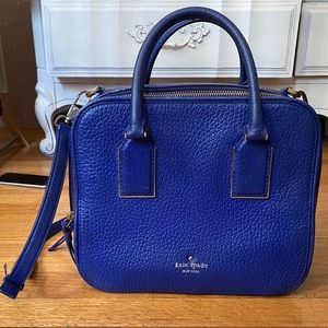 KATE SPADE blue leather boxy purse w BOW detail